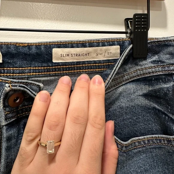 Pilcro High-Rise Embroidered Slim Straight Jeans, Denim Medium Blue - Picture 11 of 16